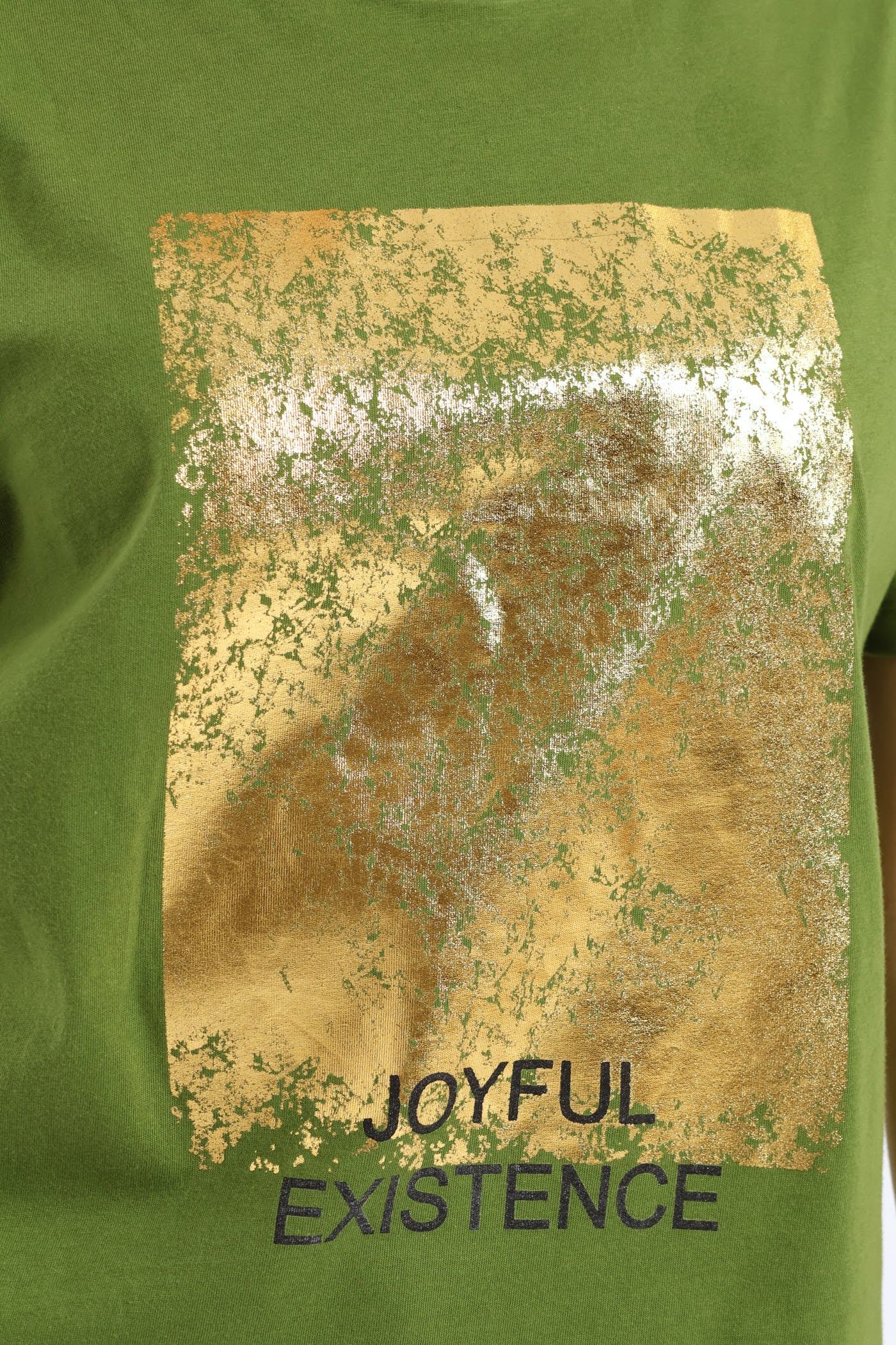 Joyful Existence Foil Square Tee - Deep Chartreuse - Image 2