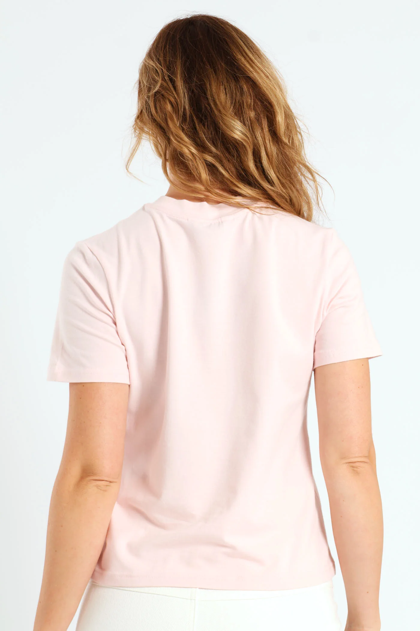 Joyful Leaves Embroidered Boxy Tee - Pastel Pink - Image 4