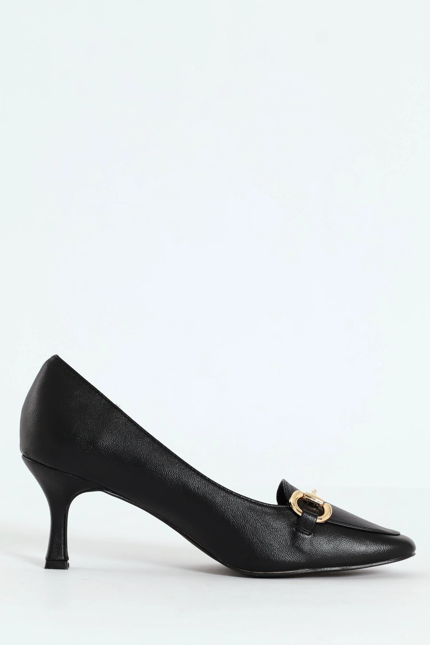 Juliet Almond Toe Juliet Horsebit Kitten Court Heel - Black - Image 2