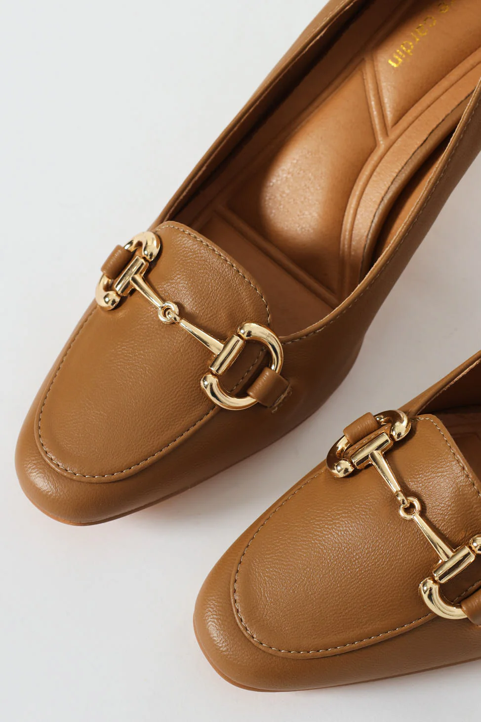 Juliet Almond Toe Juliet Horsebit Kitten Court Heel - Camel - Image 5