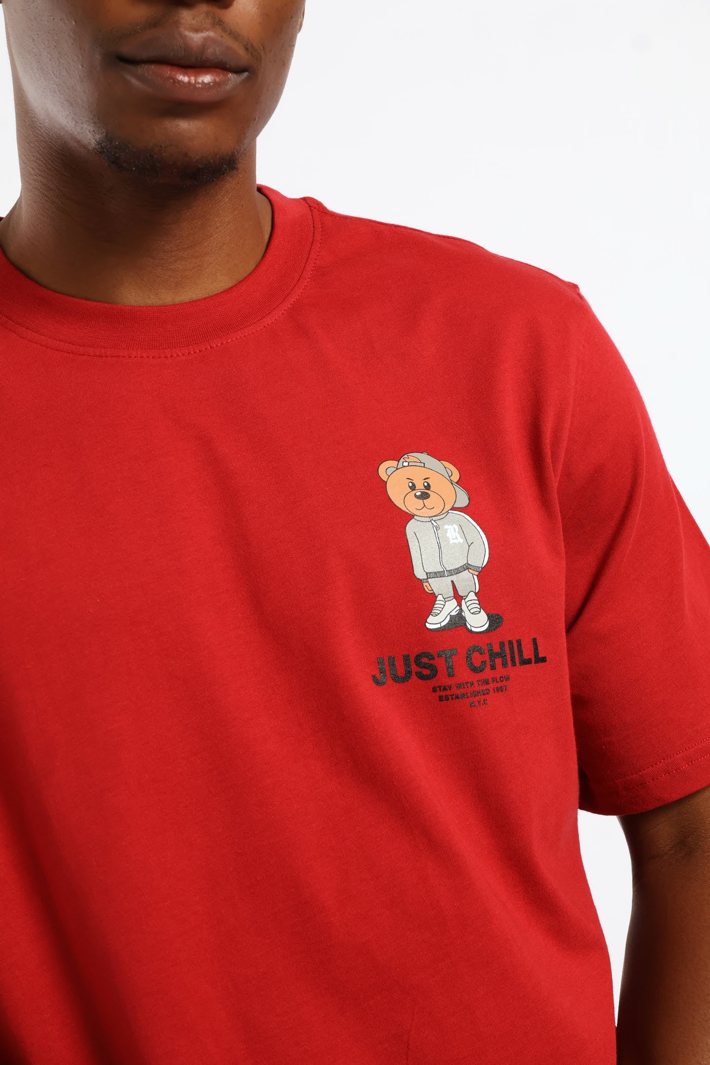 Just Chill Teddy Tee - Dark Red - Image 2