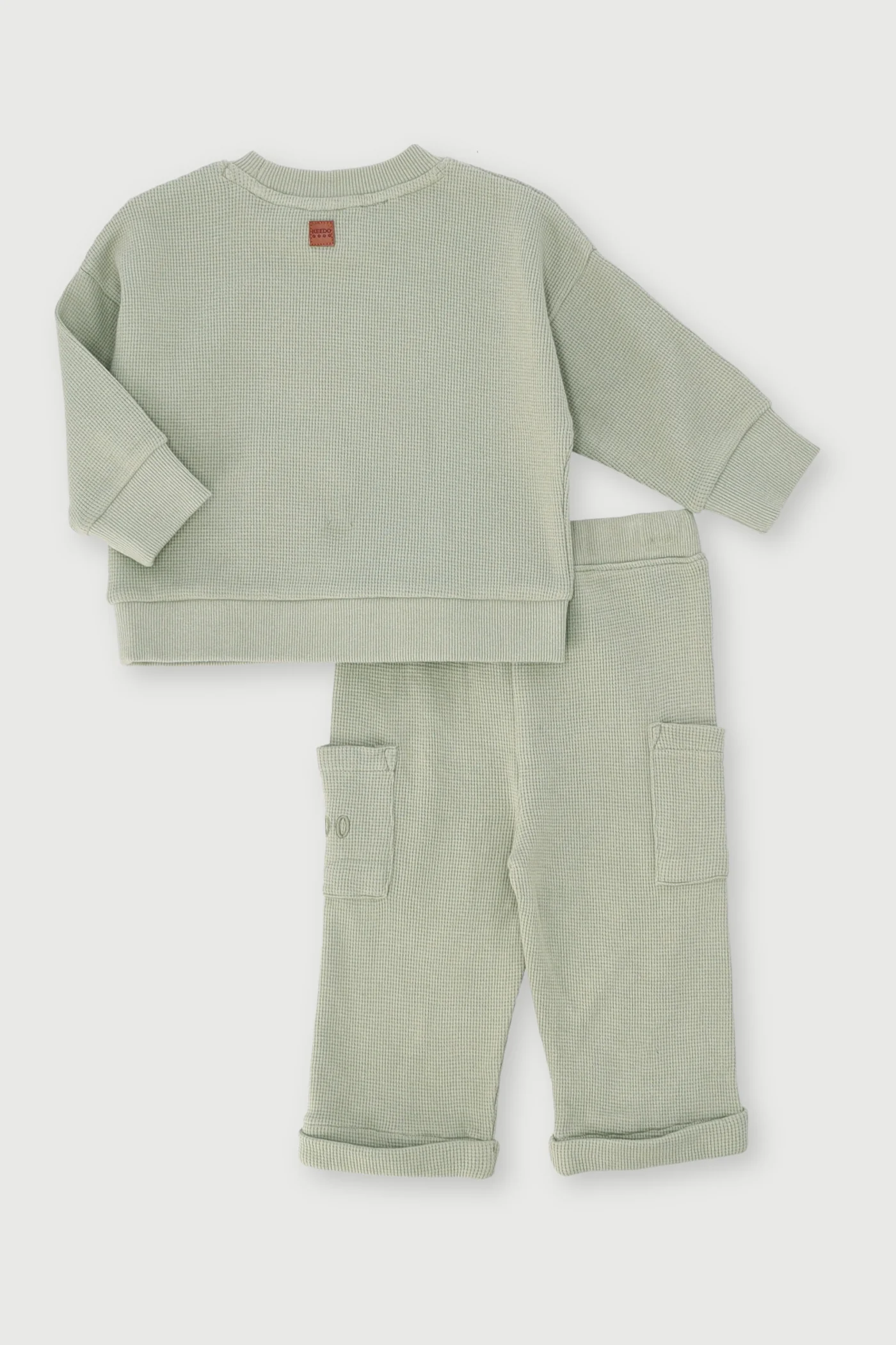 Keedo Baby Boys Waffle Knit Set - Fatigue - Image 2