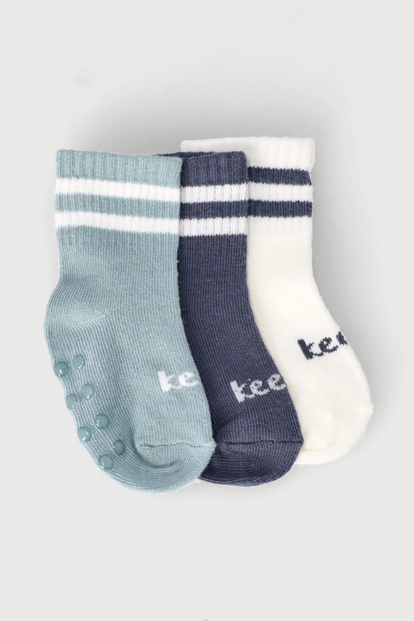 Keedo Baby Boys 3 Pack Plain Stripe Socks - Blue - Image 3