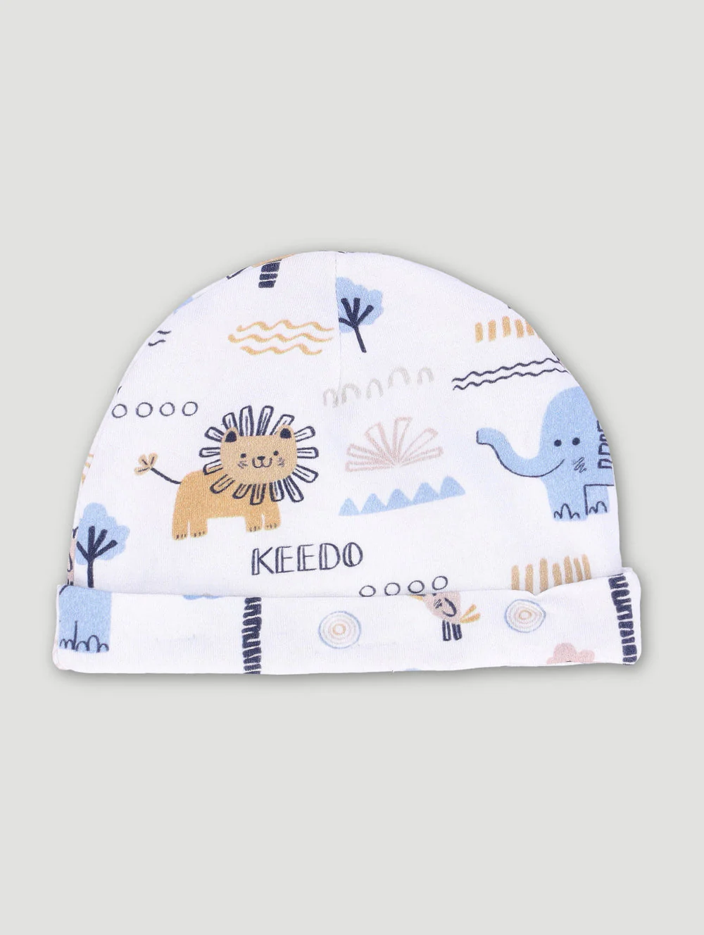 Keedo Baby Boys Blue Ellie Beanie - White - Image 2