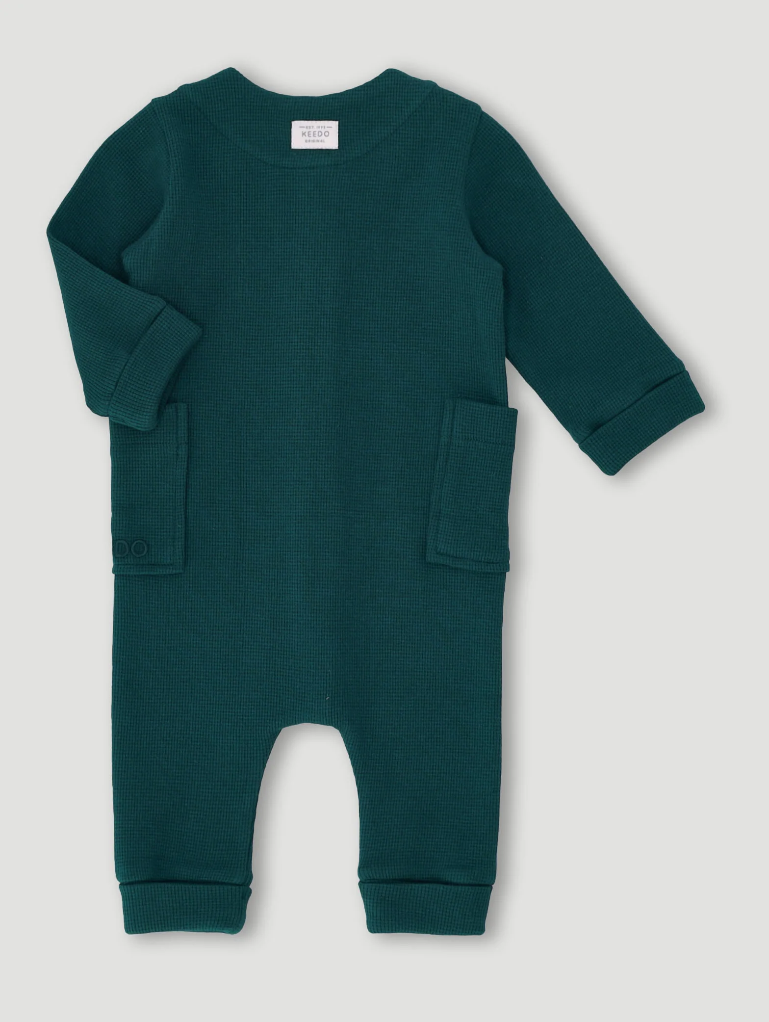 Keedo Baby Boys Button Through Waffle Romper - Teal - Image 2