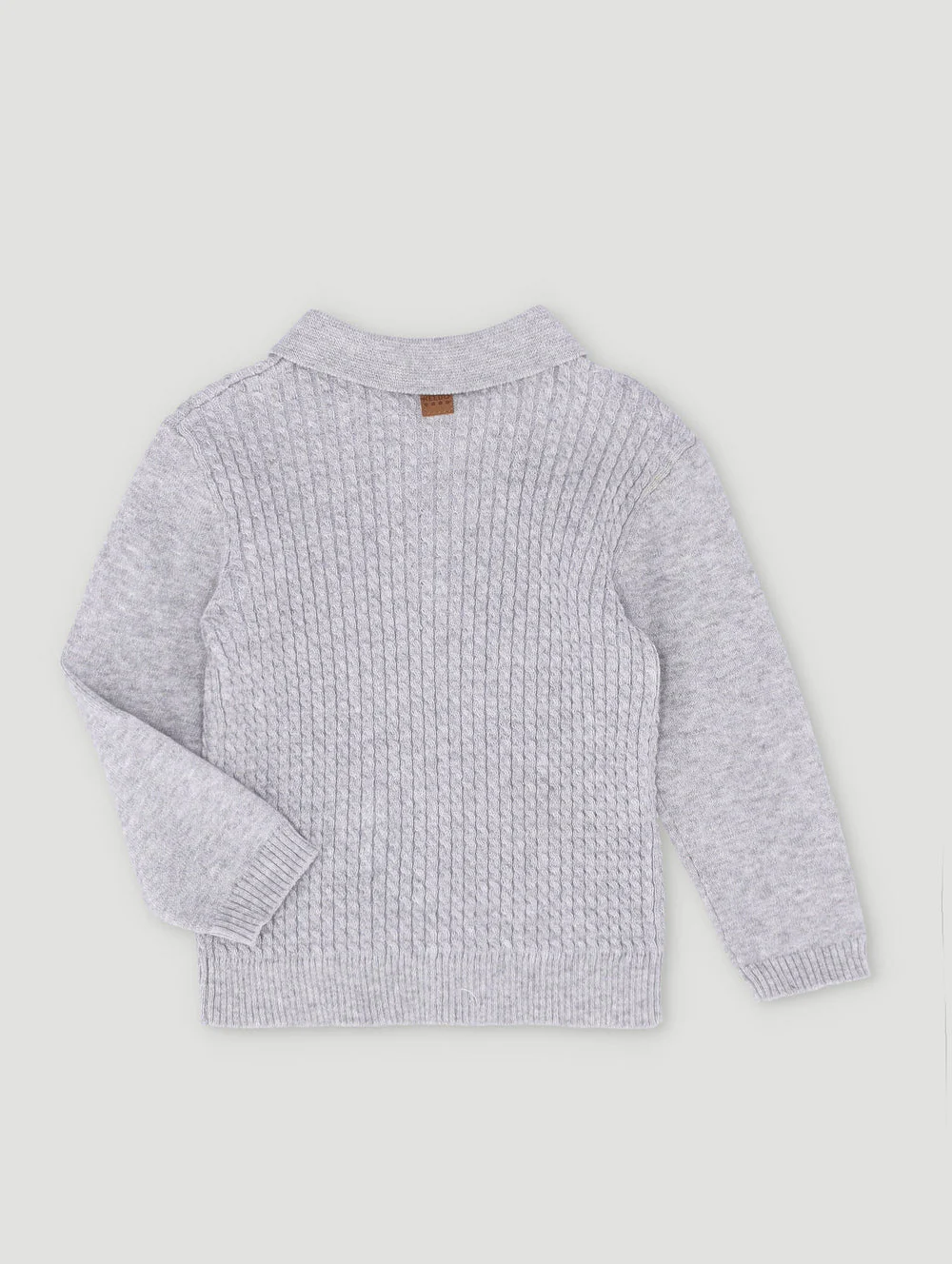Keedo Baby Boys Cable Knit Smart Polo Top - Grey - Image 2