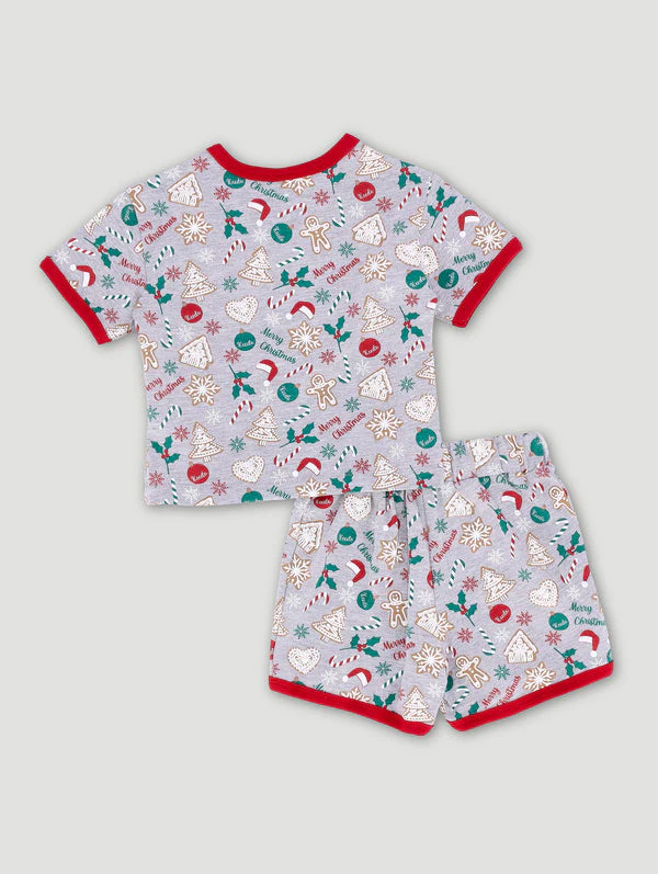 Keedo Baby Boys Christmas Sleepwear Top & Bottom Set - Light Grey - Image 2