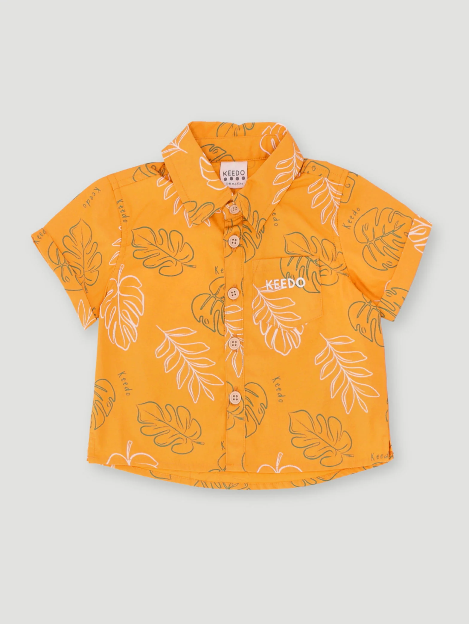 Keedo Baby Boys Foliage Shirt - Mustard - Image 2
