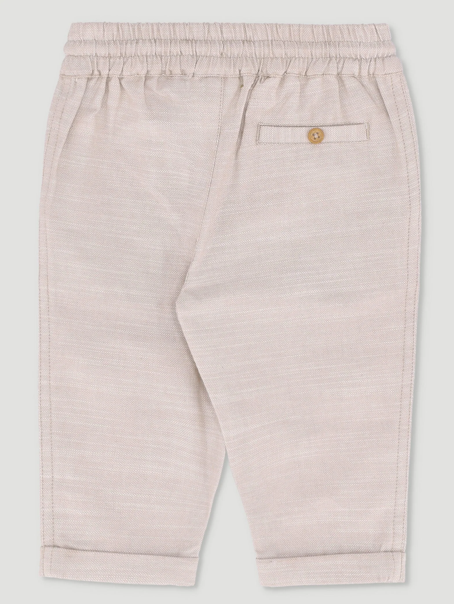 Keedo Baby Boys Premium Linen Soft Pants - Beige - Image 2