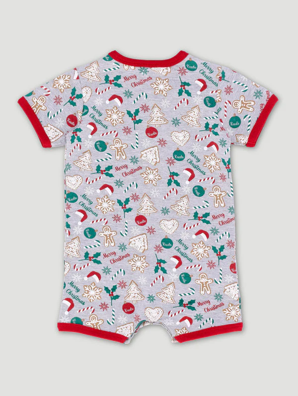 Keedo Baby Boys Printed Christmas Babygrow - Light Grey - Image 2
