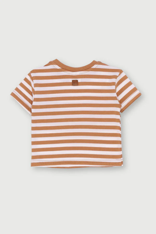 Keedo Baby Boys Stripe Fashion Tee - Biscuit - Image 2