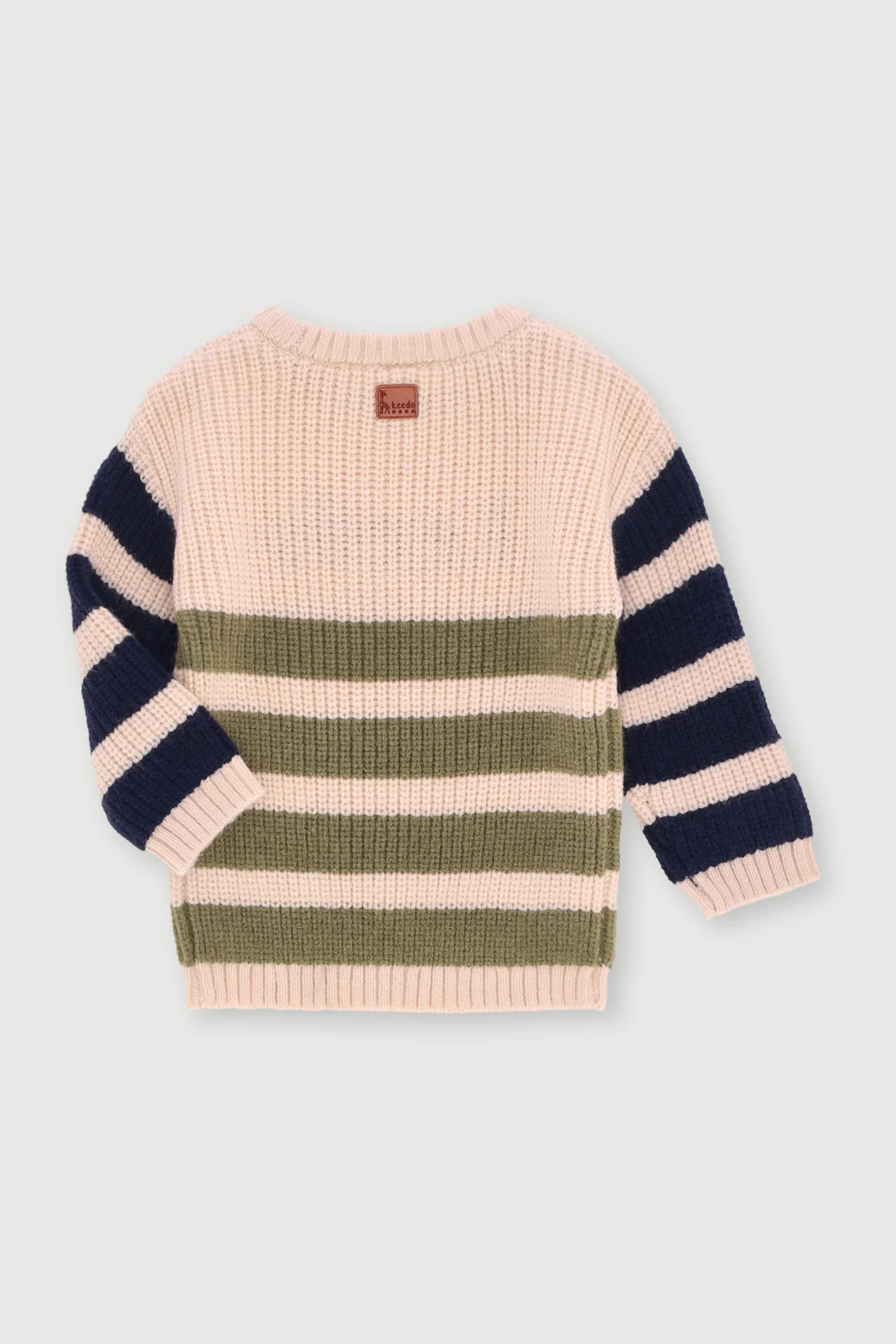 Keedo Baby Boys Stripe Knit Pullover - Cream - Image 2