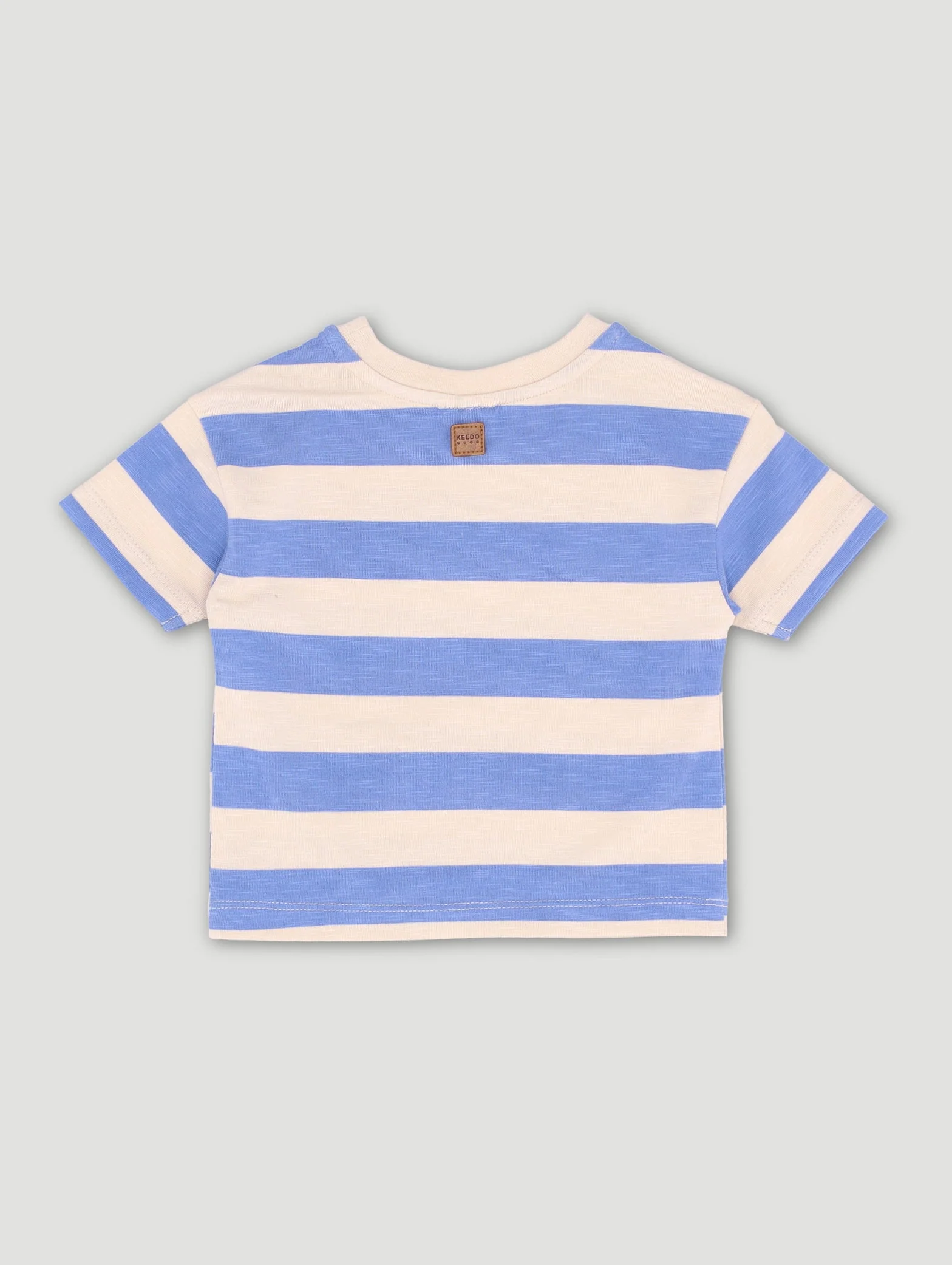 Keedo Baby Boys Stripe Logo Tee - Blue - Image 2
