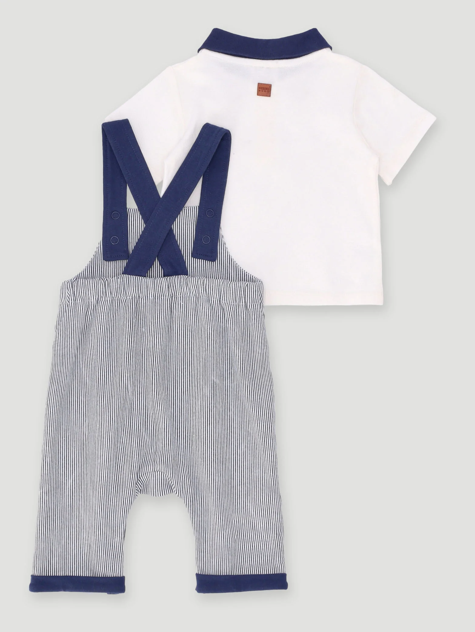 Keedo Baby Boys Striped Golfer Dungi Set - Navy - Image 2