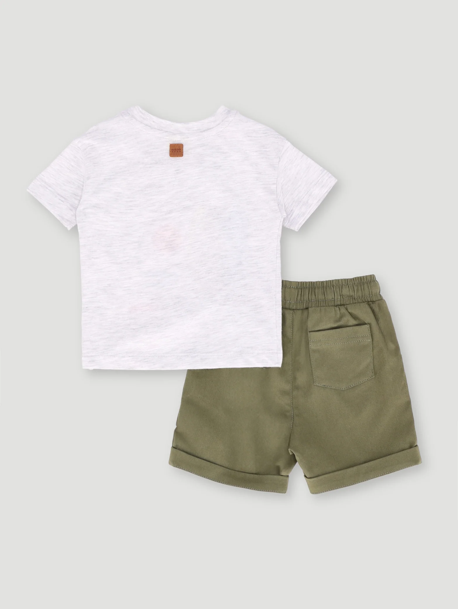 Keedo Baby Boys Surfer Embroidered Set - Grey Melange - Image 2