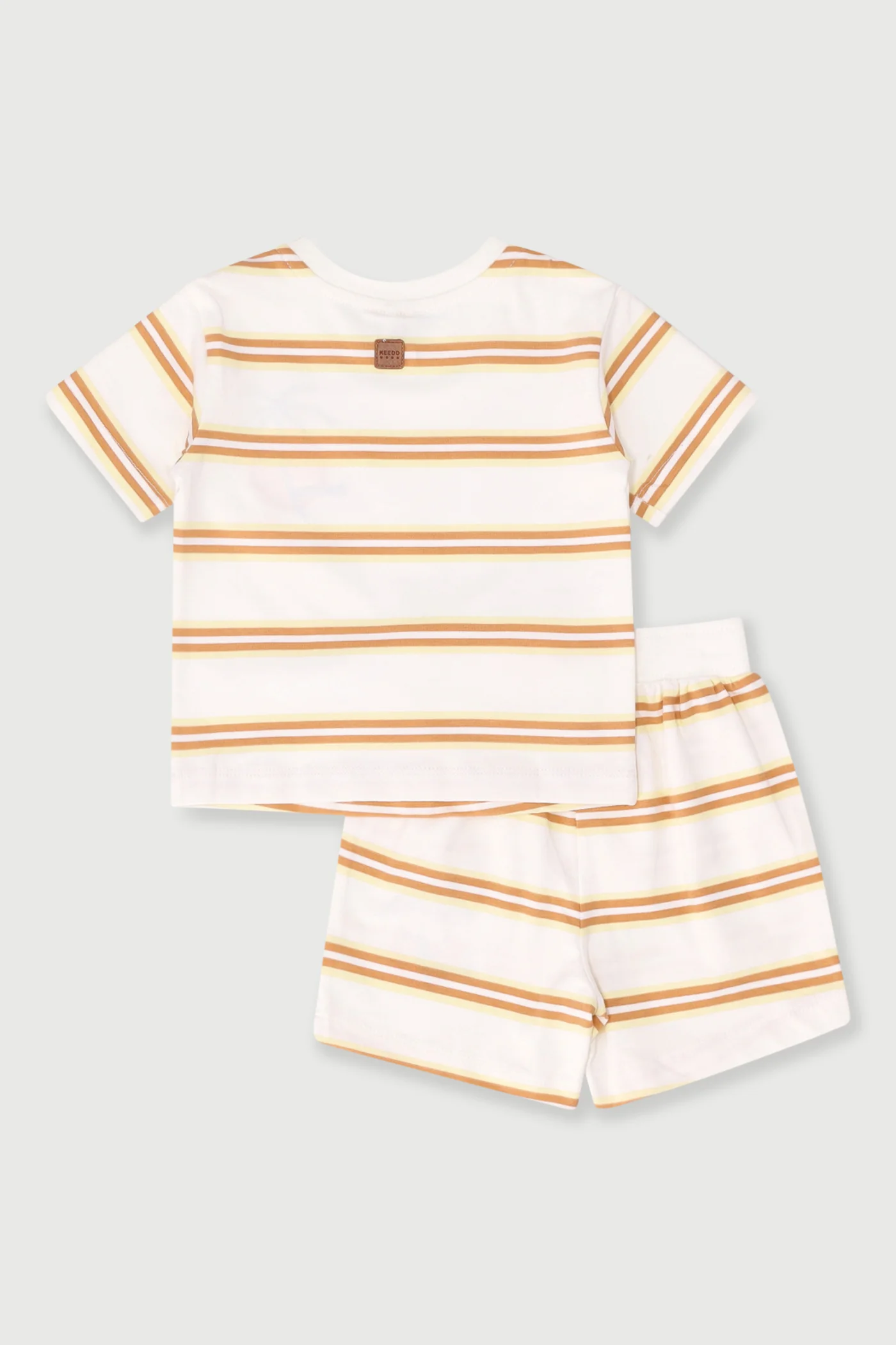 Keedo Baby Boys Tee & Short Stripe Set - Stone - Image 2