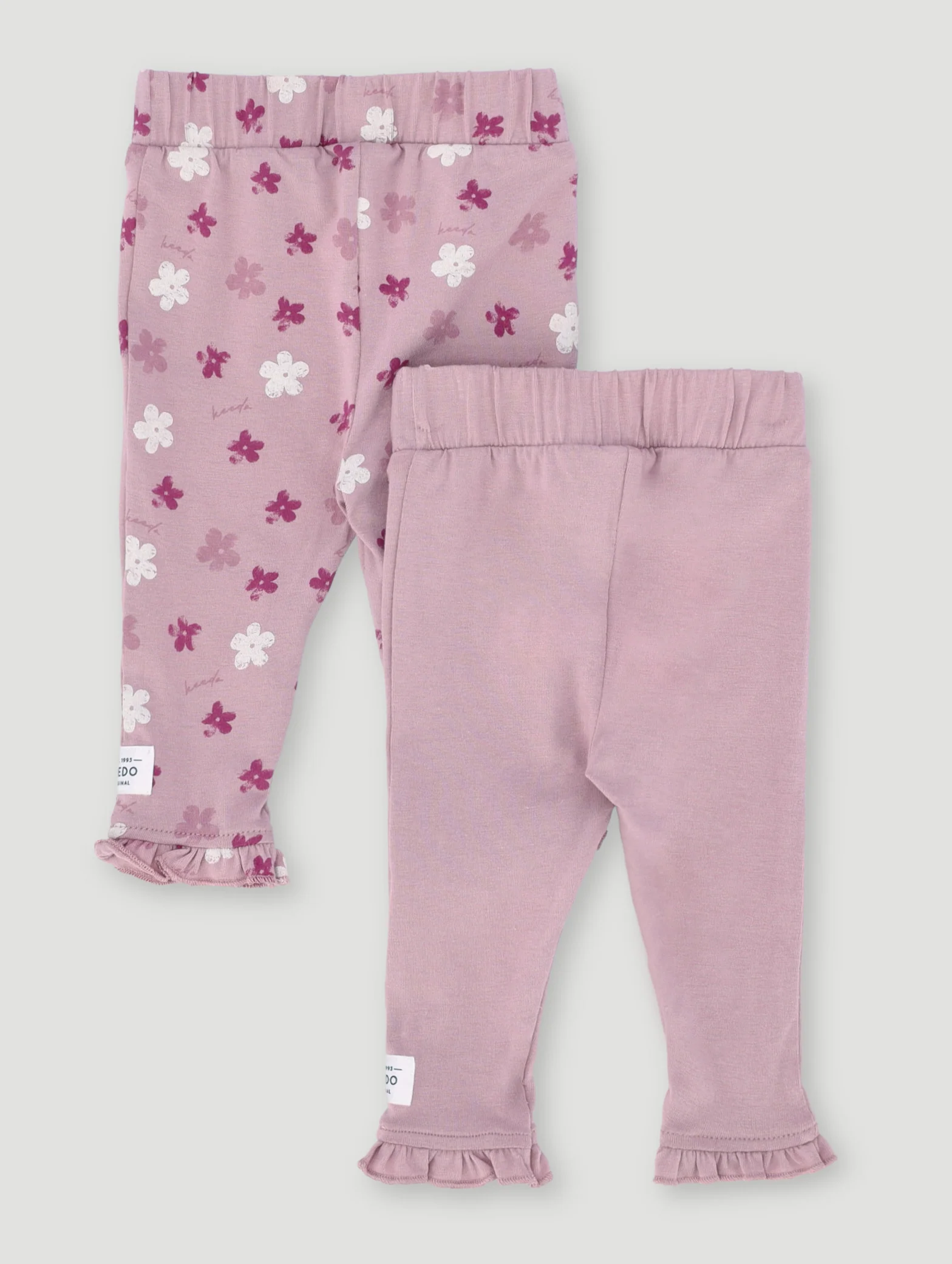 Keedo Baby Girls 2 Pack Print Legging - Mauve - Image 2