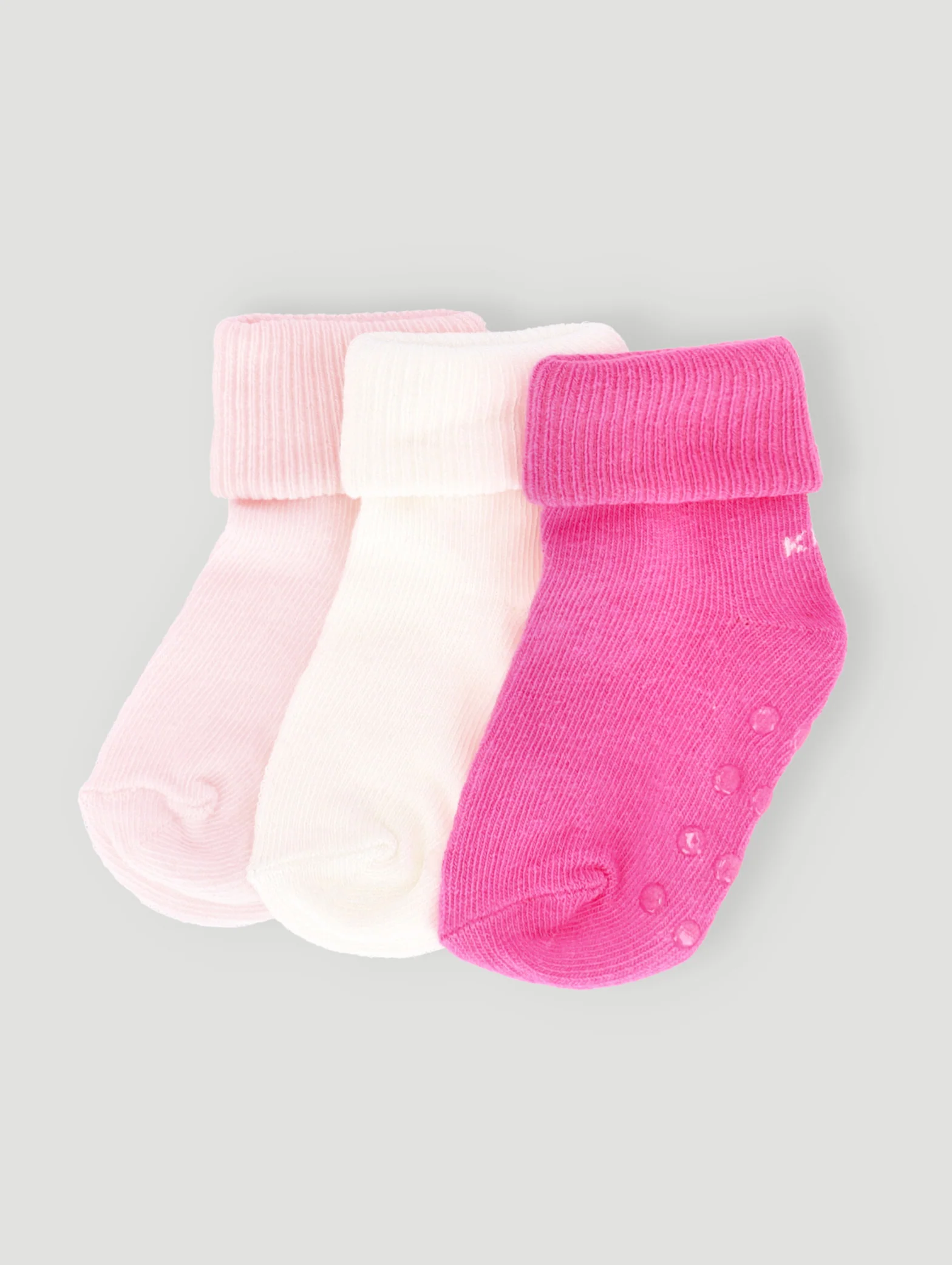 Keedo Baby Girls 3 Pack Plain Socks - Pink - Image 2