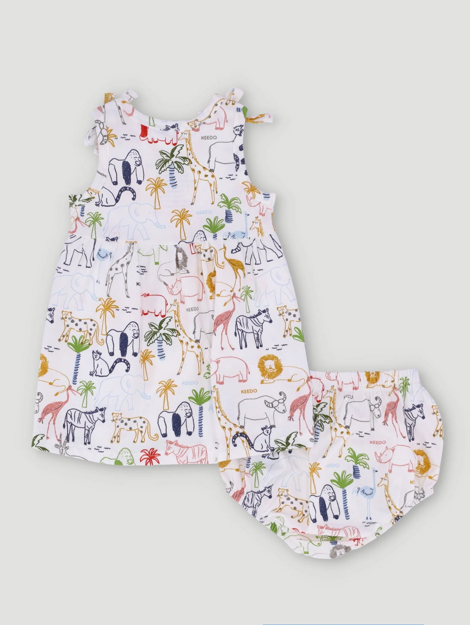 Keedo Baby Girls African Doodle Dress Set - Cream - Image 2