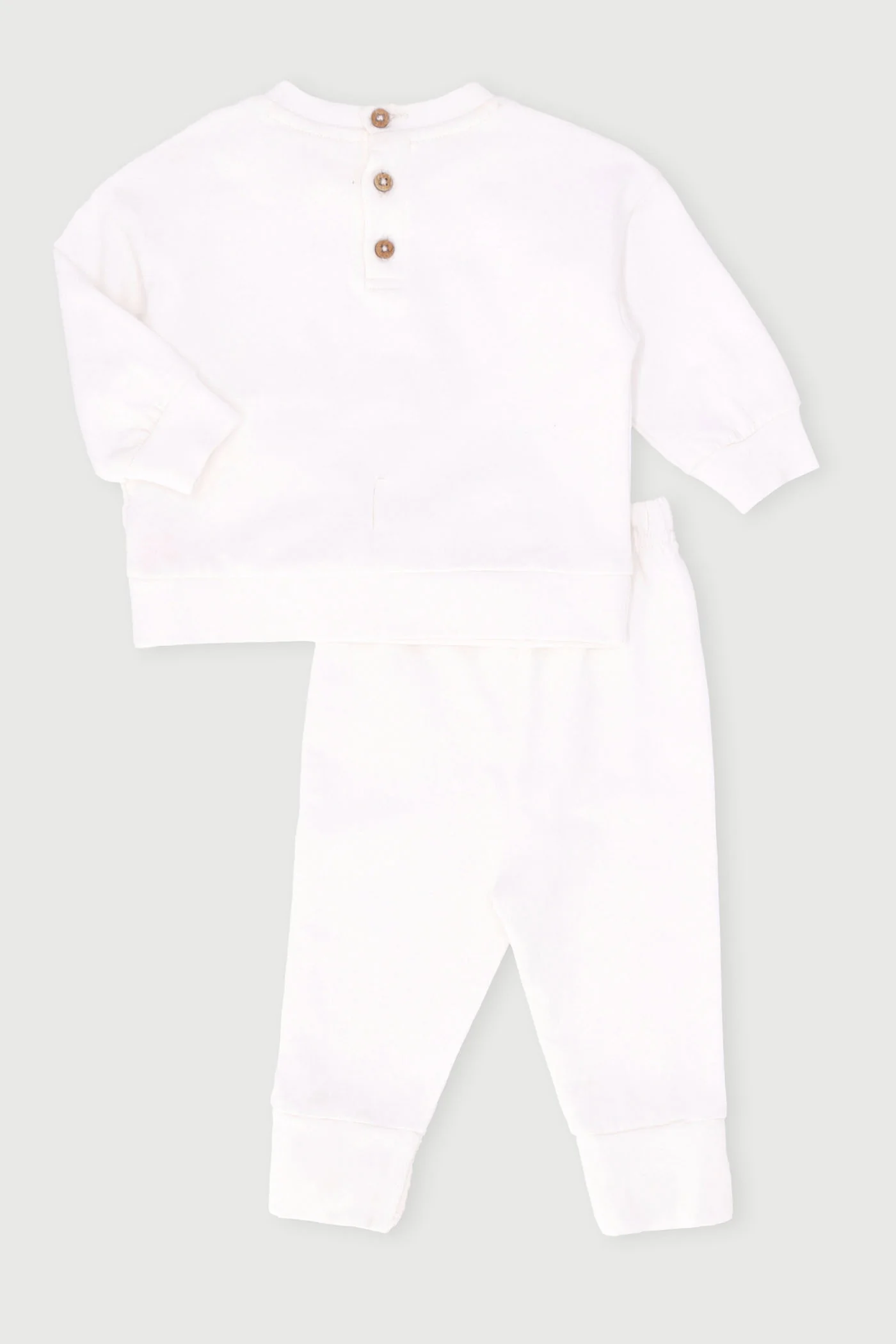 Keedo Baby Girls Anglaise Bow Fleece Top & Legging Set - White - Image 2