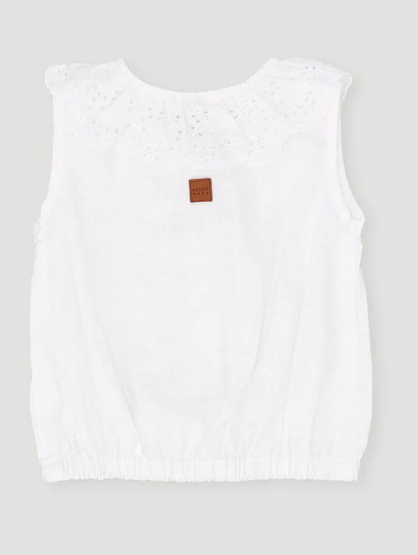 Keedo Baby Girls Anglaise Fashion Top - White - Image 2