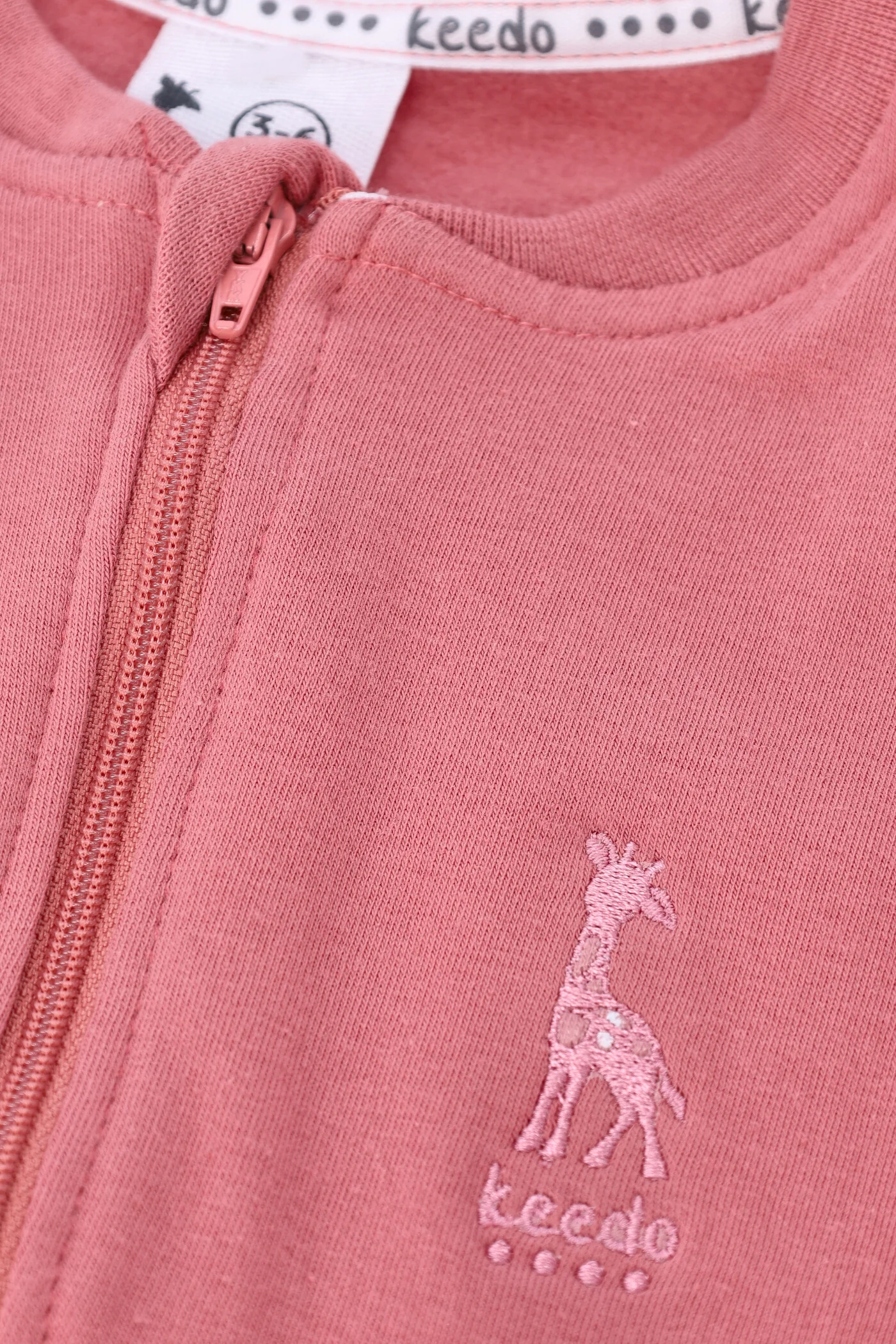 Keedo Baby Girls Core Fleece Sleepsuit - Dusty Pink - Image 3