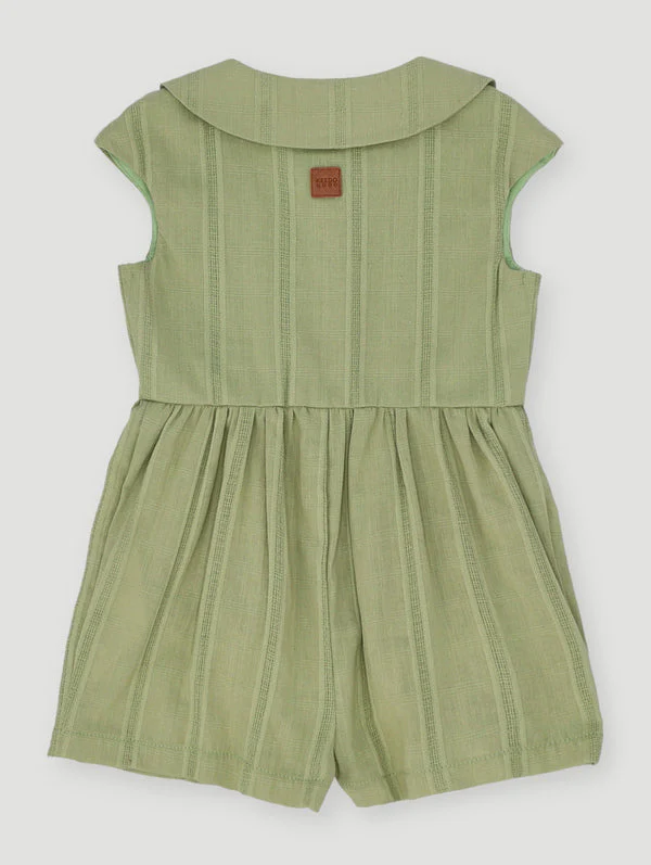 Keedo Baby Girls Embroidery Gingham Romper - Sage - Image 2