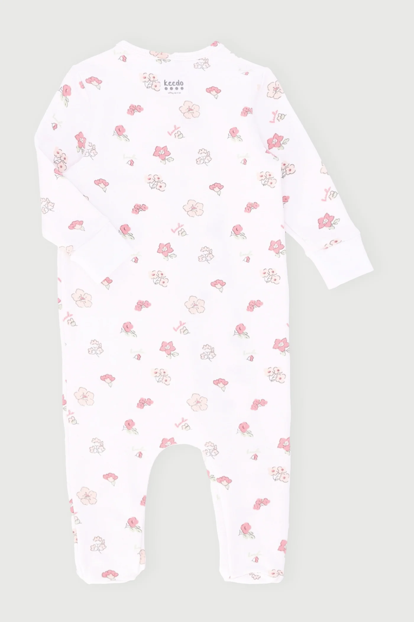Keedo Baby Girls Fashion Floral Fleece Babygrow - Cream - Image 2