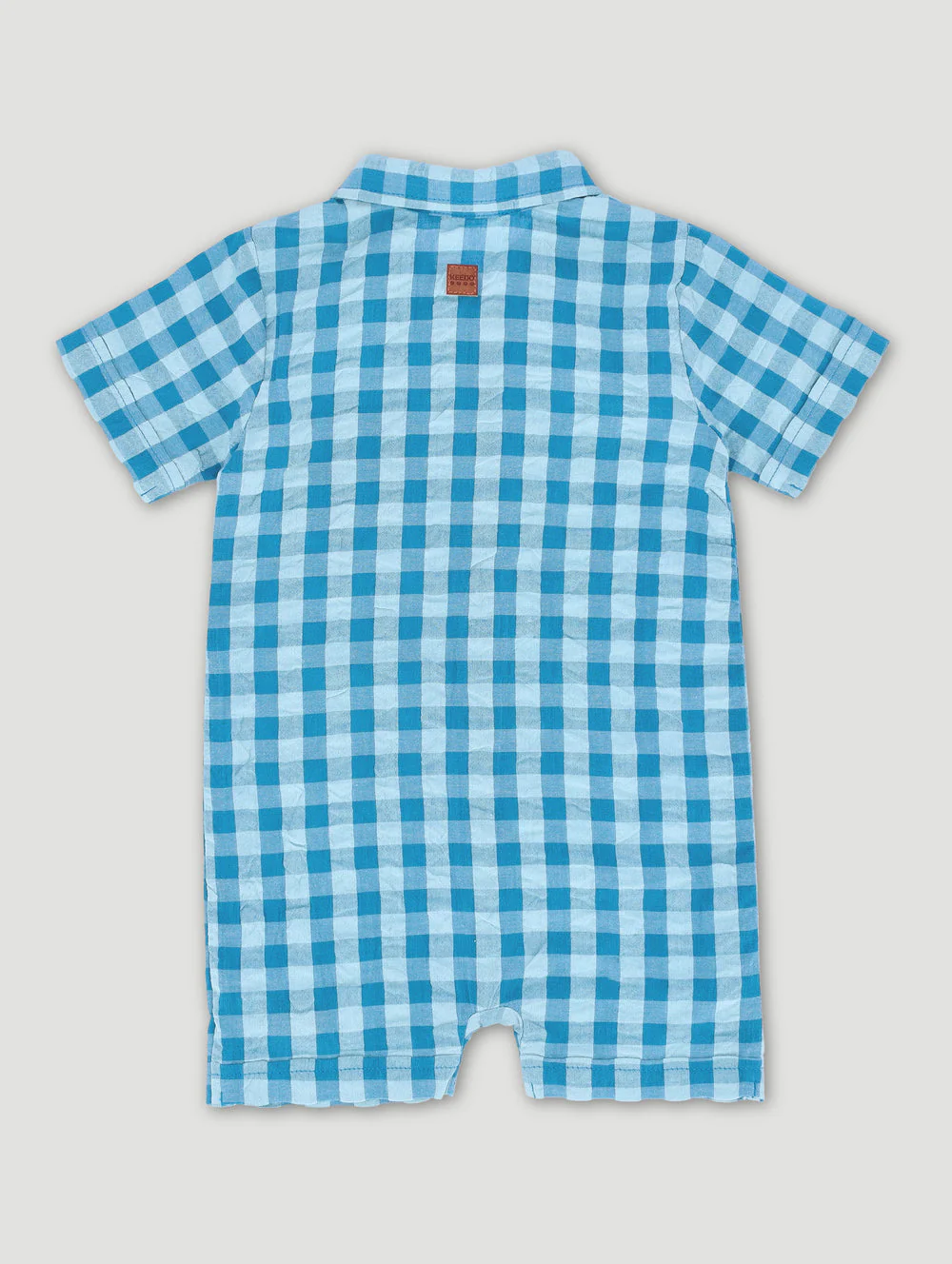 Keedo Baby Boys Gingham Button Up Romper - Blue - Image 2