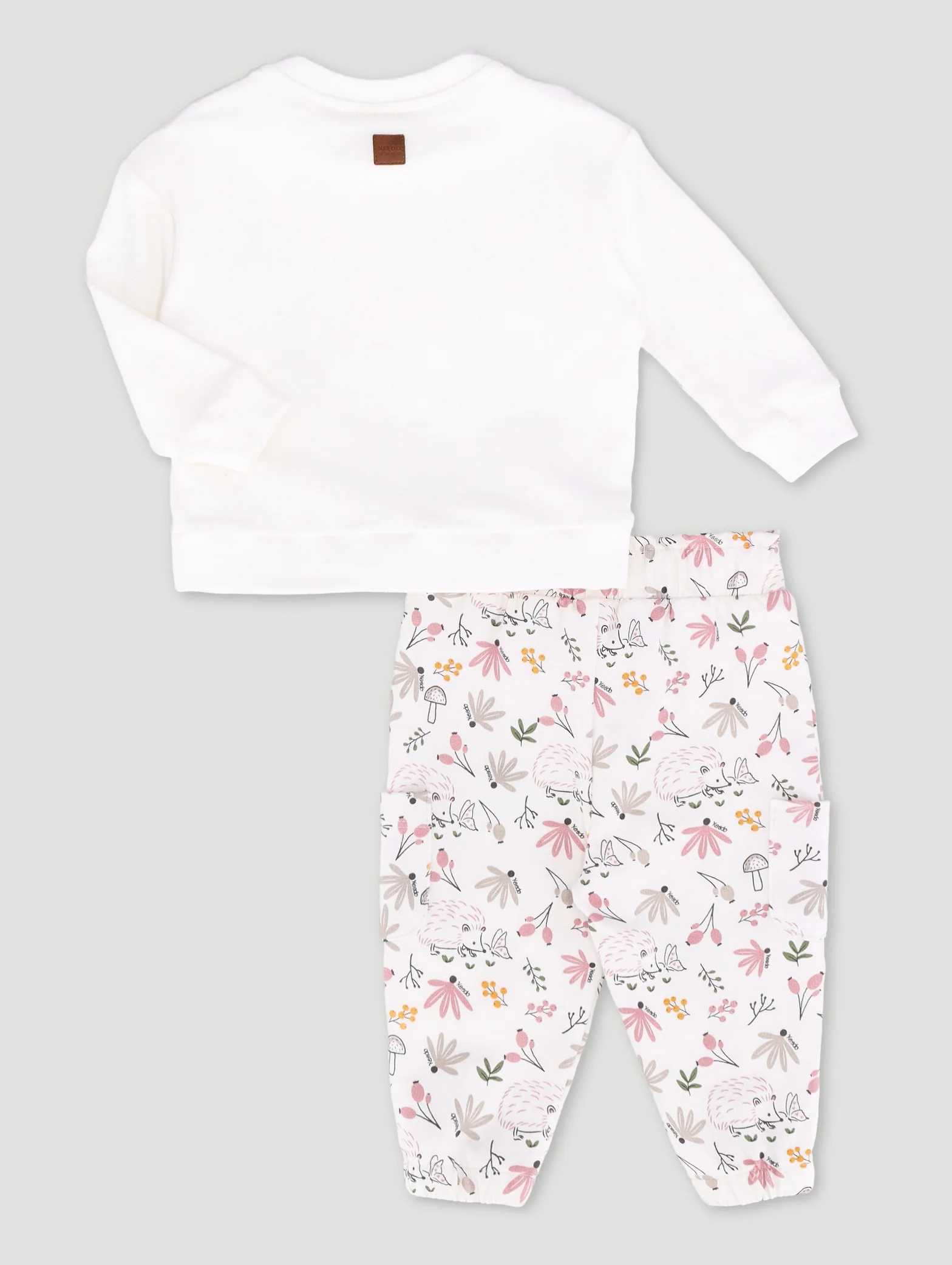 Keedo Baby Girls Hedgehogprint Fleece Set - Cream - Image 2