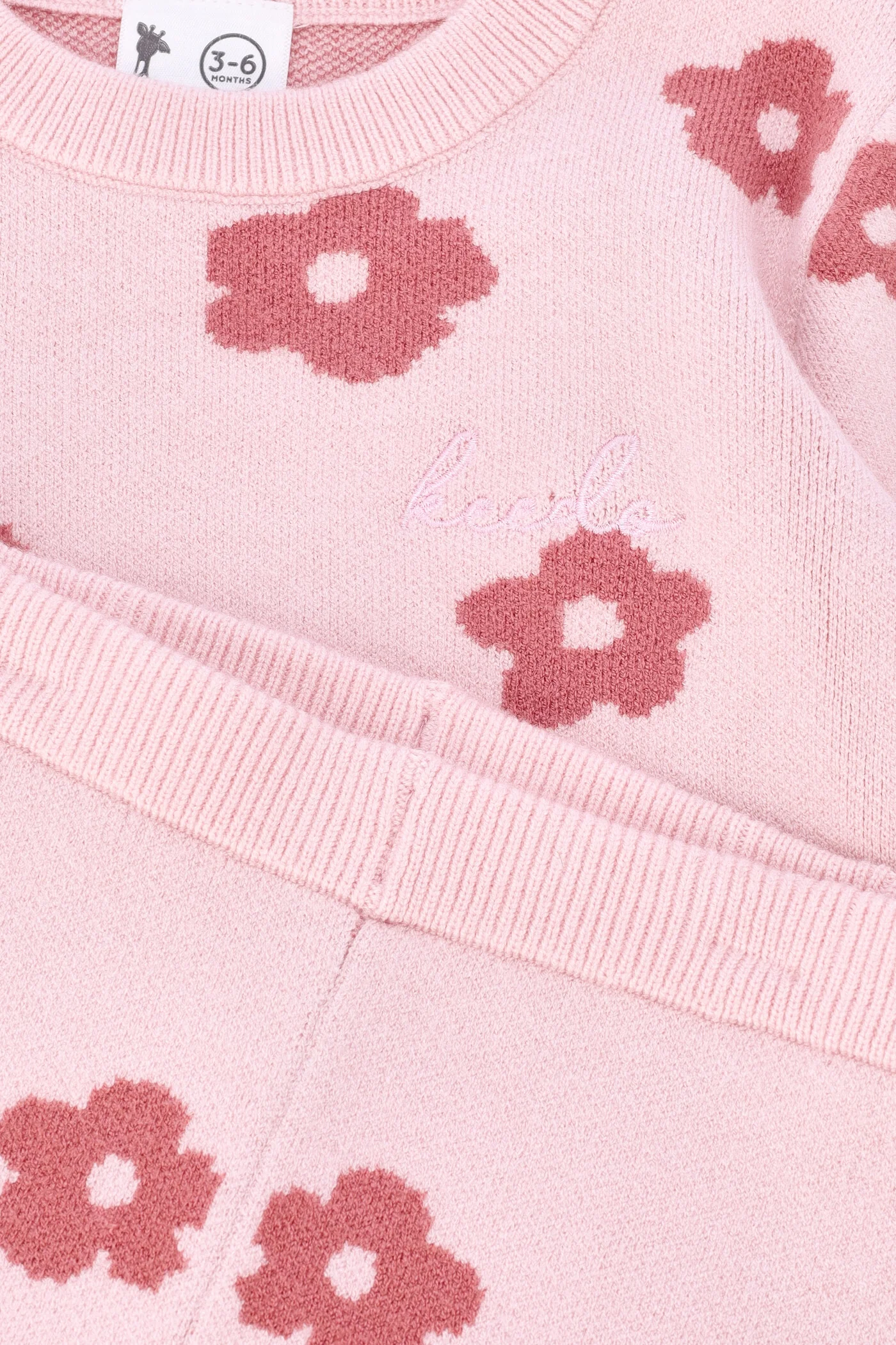 Keedo Baby Girls Knit Floral Set - Pink - Image 2