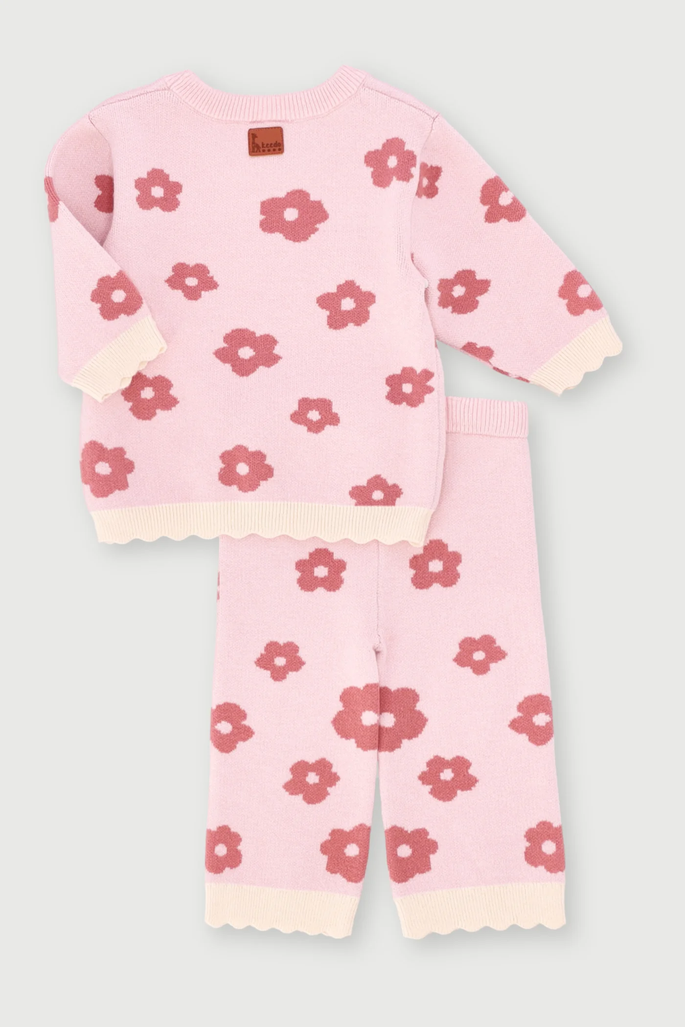 Keedo Baby Girls Knit Floral Set - Pink - Image 3