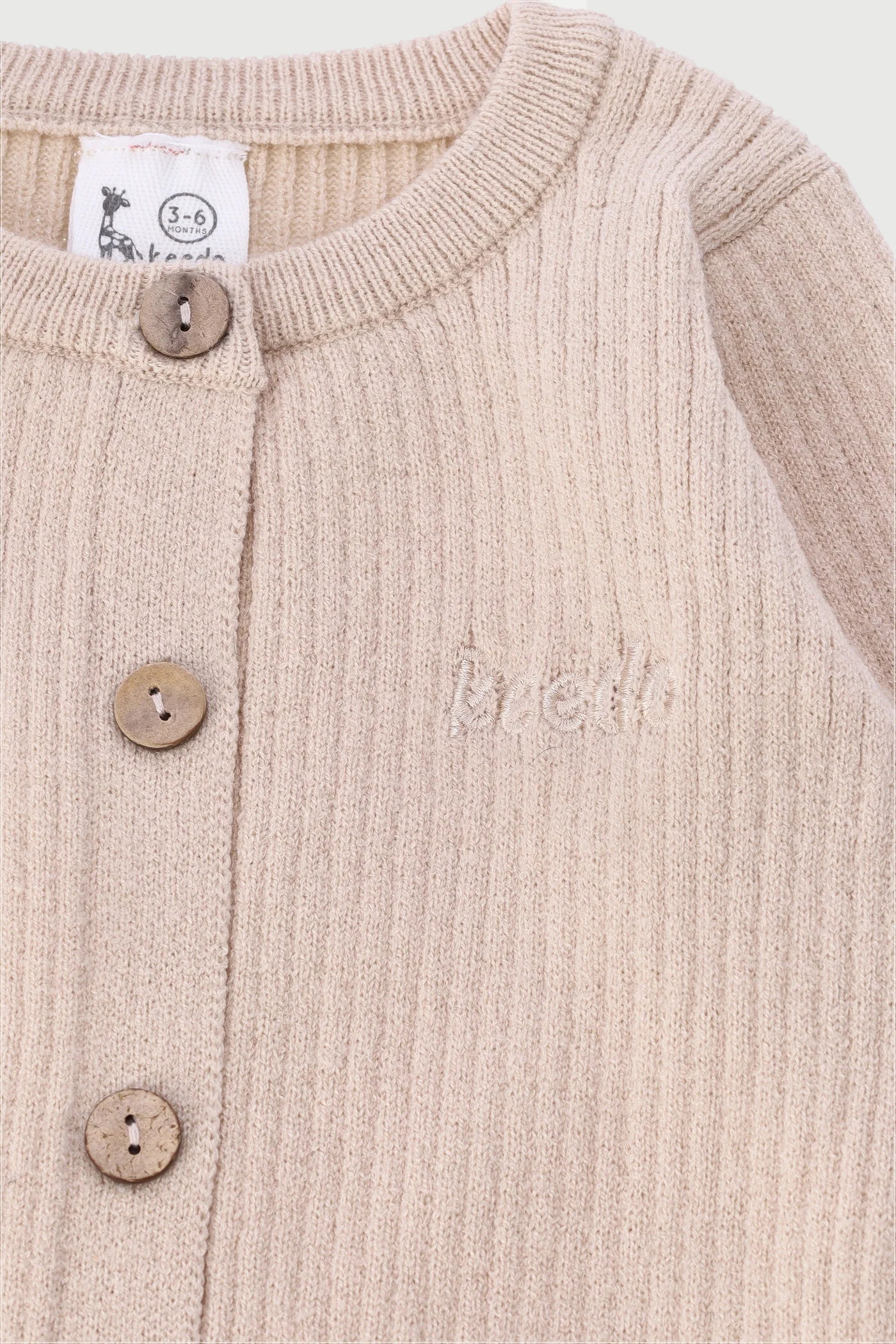Keedo Baby Girls Knit Sleepsuit - Beige - Image 2