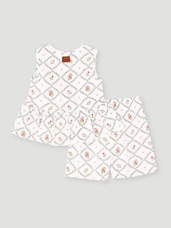 Keedo Baby Girls Peplum Vest & Short Set - Cream - Image 2