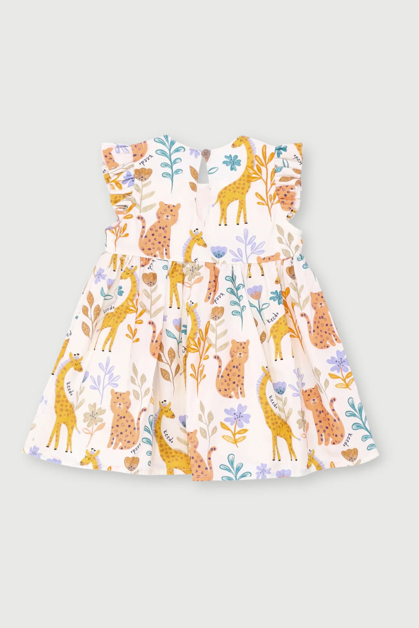 Keedo Baby Girls Printed Safari Dress - Cream - Image 2