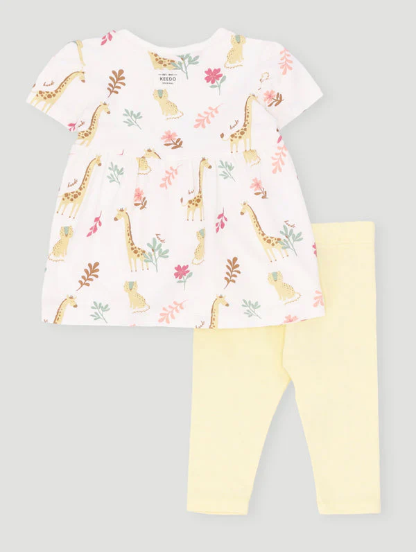 Keedo Baby Girls Safari Top & Legging Set - Lemon - Image 2