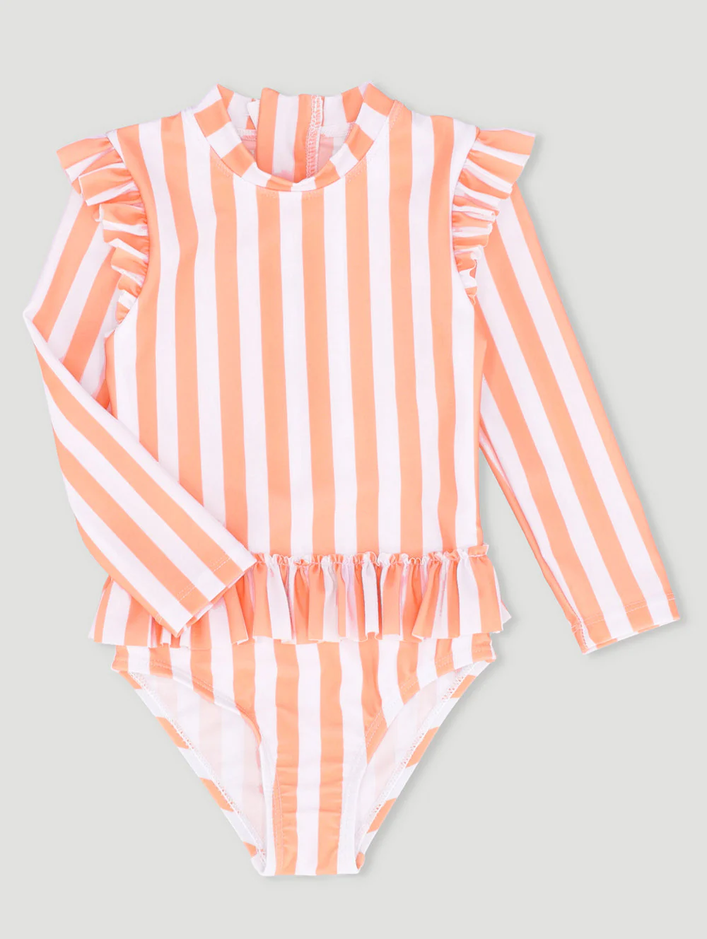 Keedo Baby Girls Stripe Frill Swimsuit - Coral - Image 2