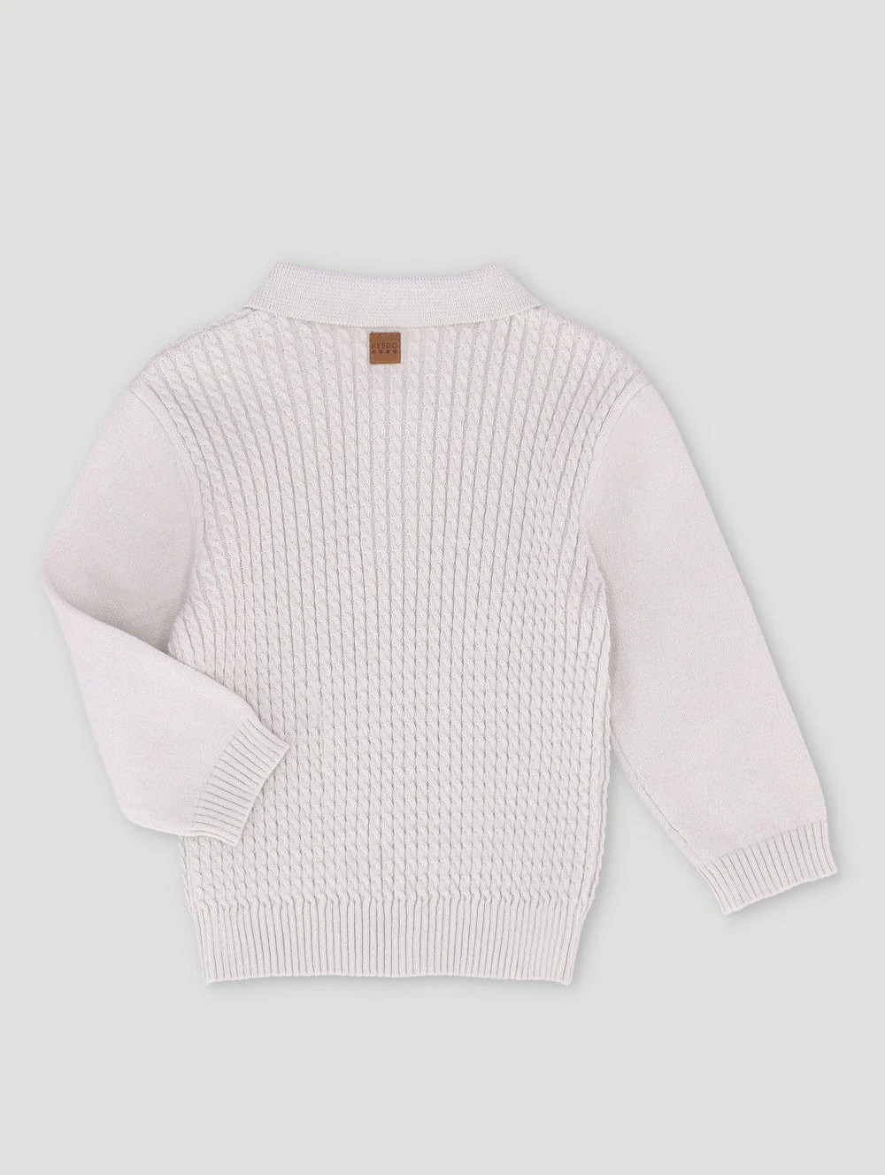 Keedo Boys Cable Knit Smart Polo Top - Grey - Image 2