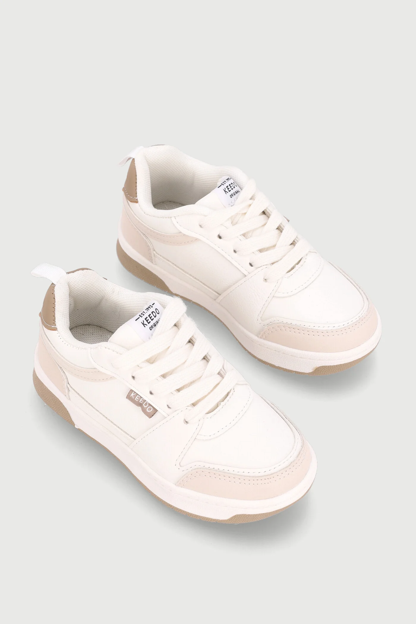 Keedo Boys Court Sneaker - White/Beige - Image 3
