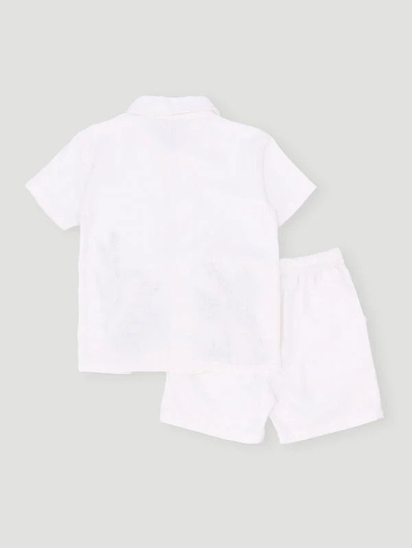 Keedo Boys Embroidered Resort Set - Cream - Image 2