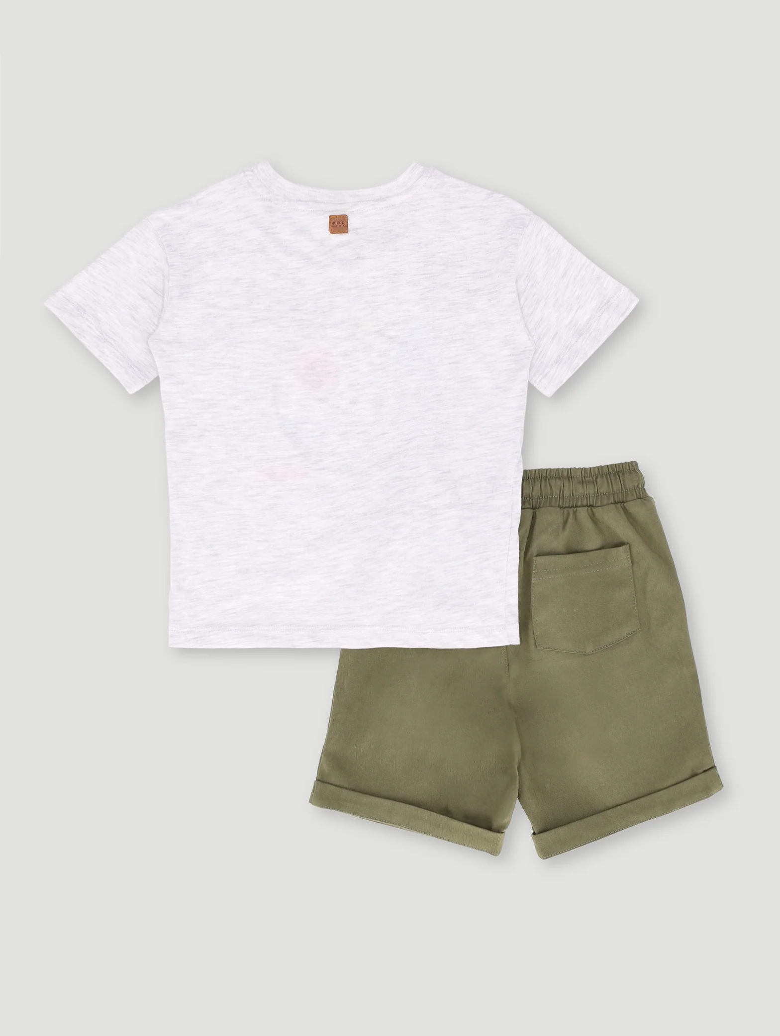 Keedo Boys Surfer Embroidered Set - Grey Melange - Image 2