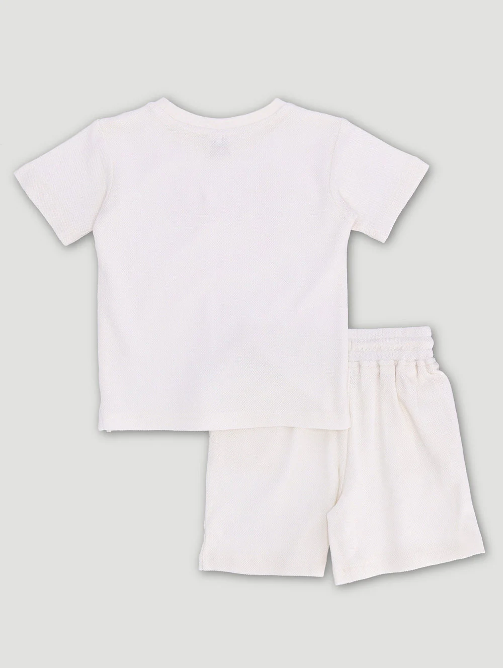Keedo Boys Textured Tee & Shorts Set - Cream - Image 2