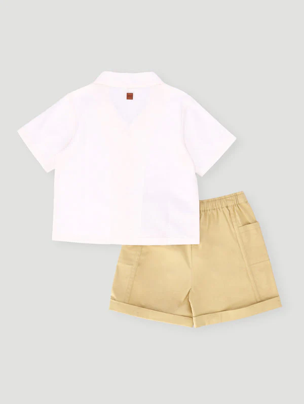 Keedo Boys Woven Button Tee & Short Set - White - Image 2