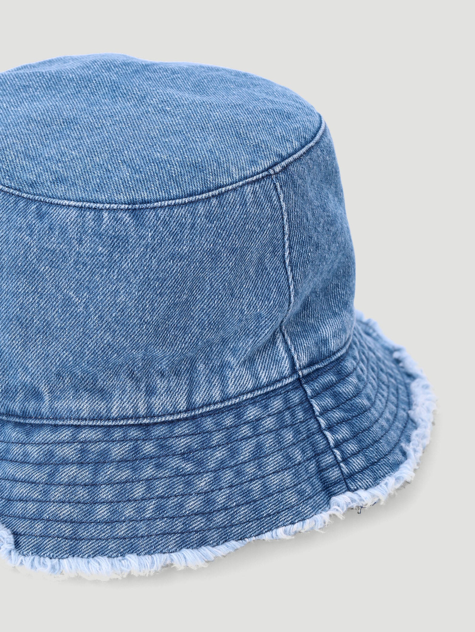 Keedo Denim Frayed Edge Bucket Hat - Denim - Image 3