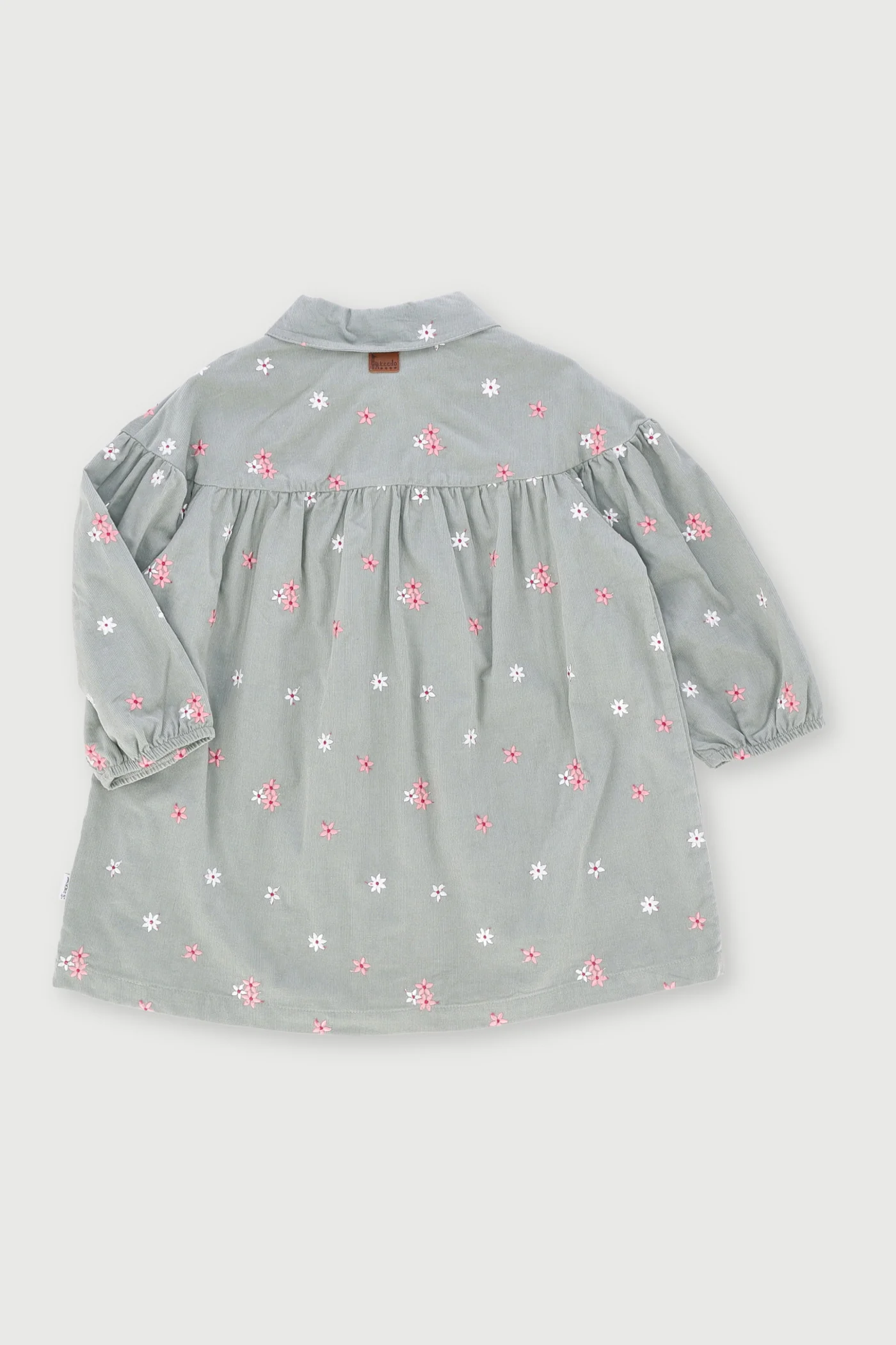 Keedo Girls Embroidered Corduroy Dress - Sage - Image 2
