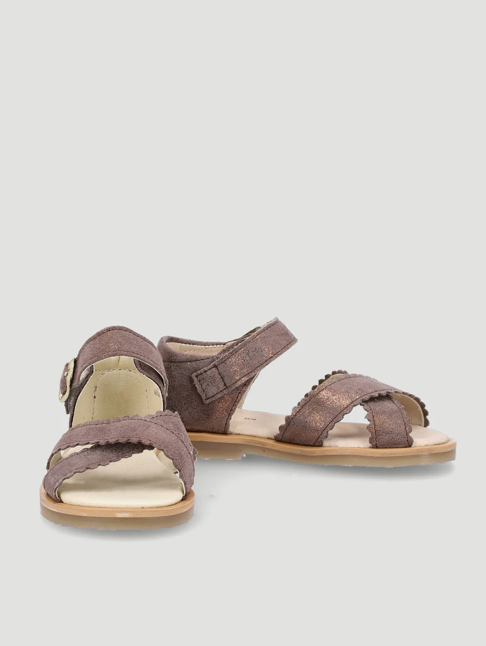 Keedo Girls Glitter Leather Sandal - Tan - Image 2