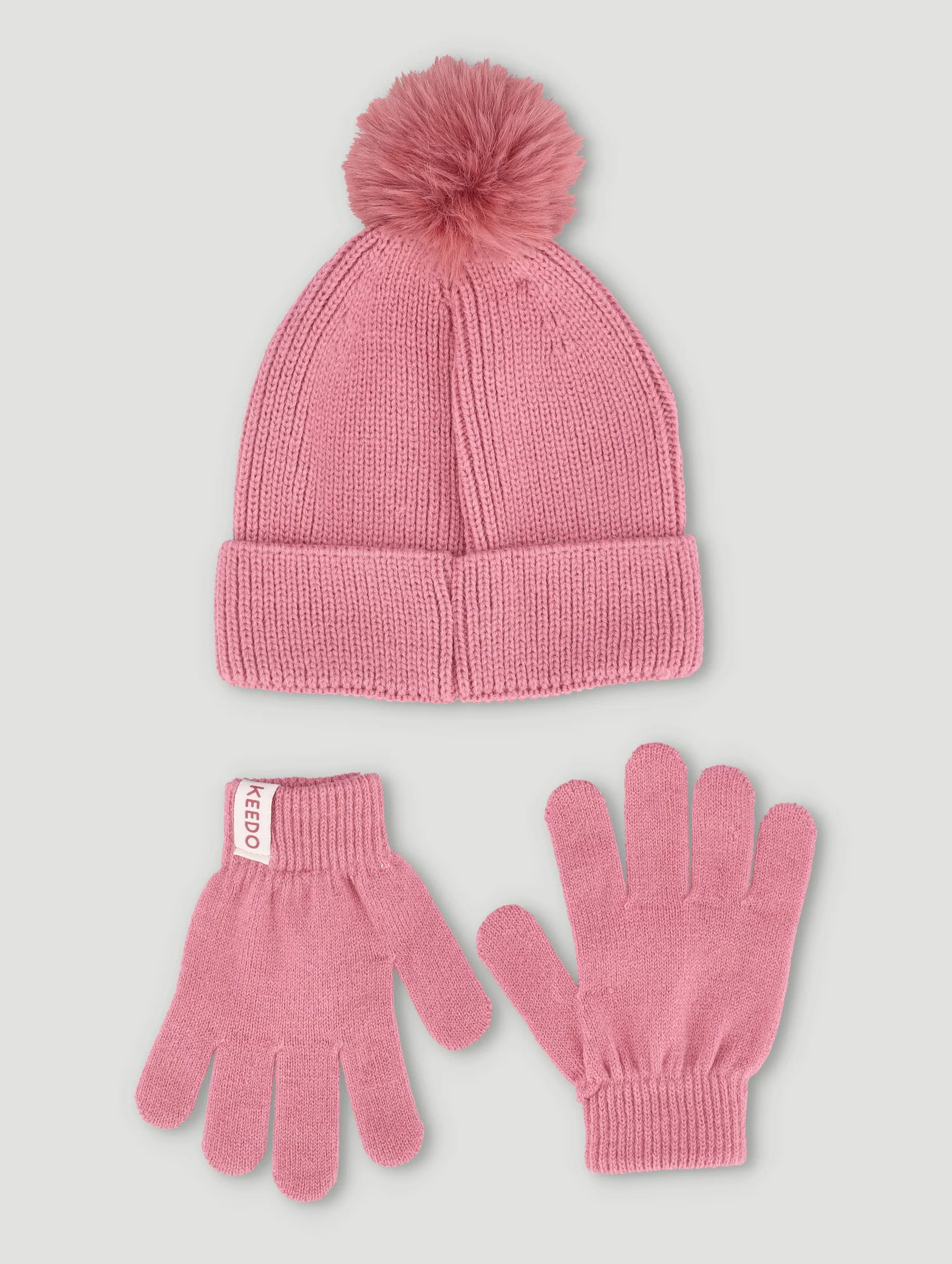 Keedo Girls Knitted Beanie & Glove Set - Image 2