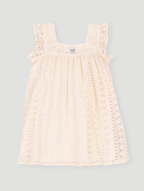 Keedo Girls Lace Dress - Beige - Image 2