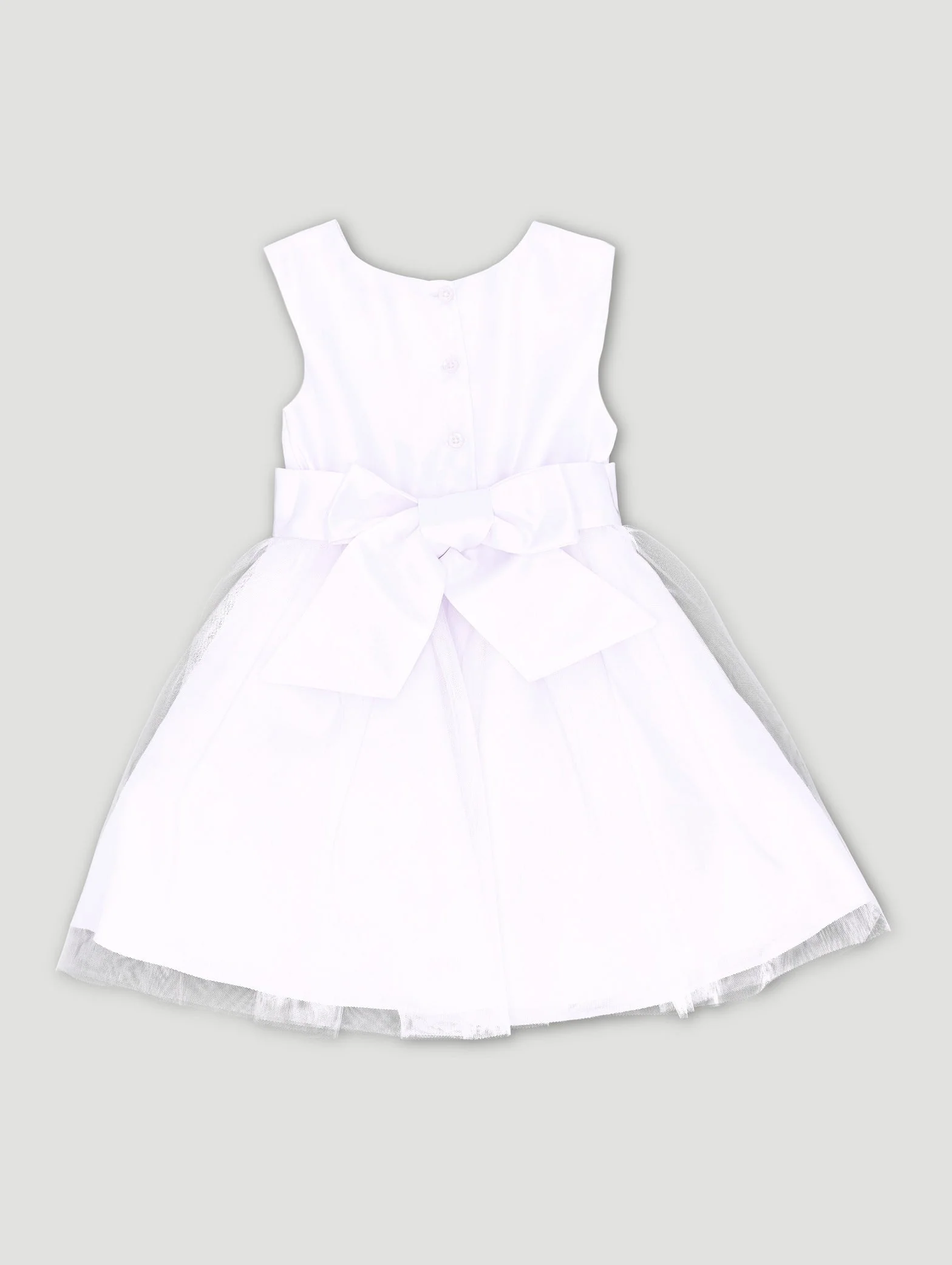 Keedo Girls Premium Satin & Tulle Dress - White - Image 2