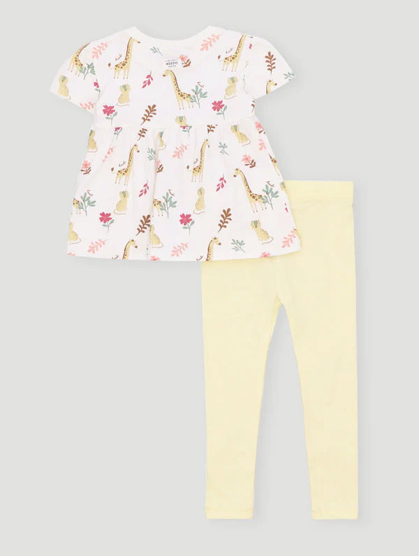 Keedo Girls Safari Tee & Legging Set - Lemon - Image 2